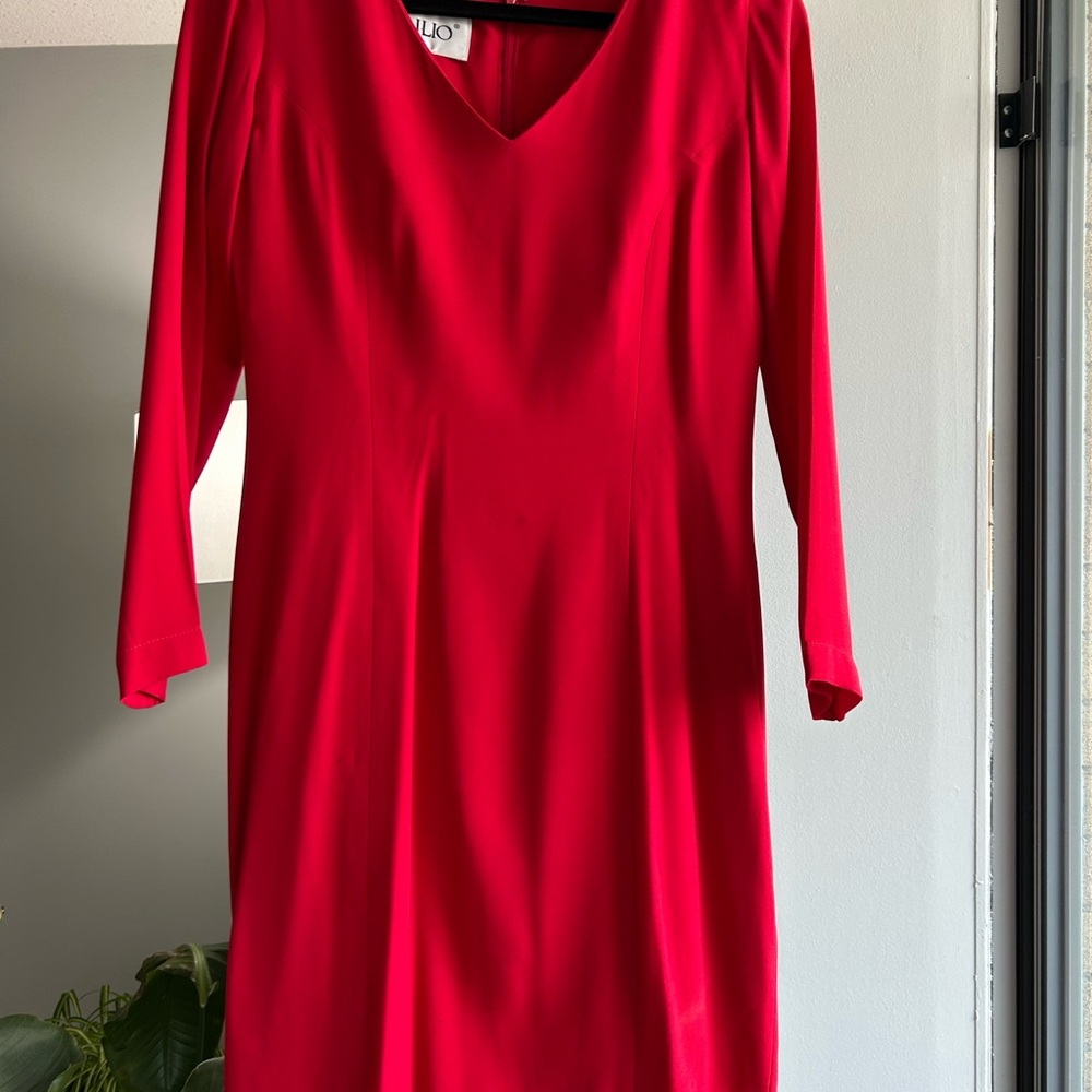 Chic Long Sleeve Red Dress